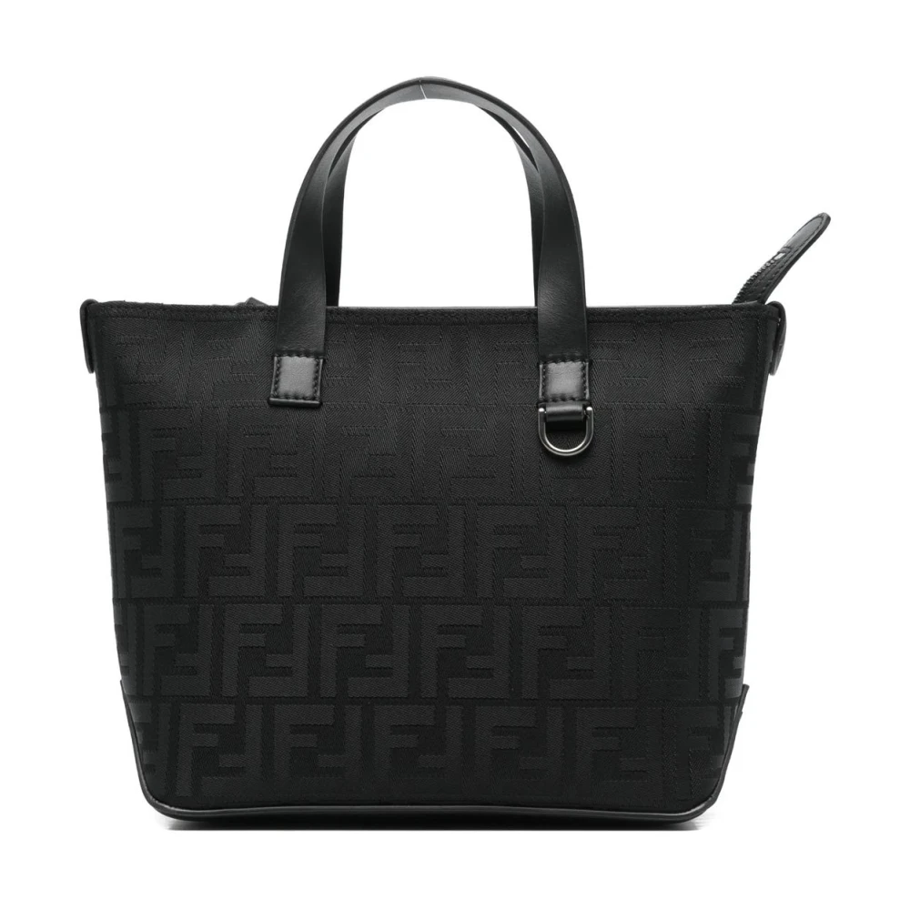 Fendi Herren Schwarz Ff Jacquard Tote Bag