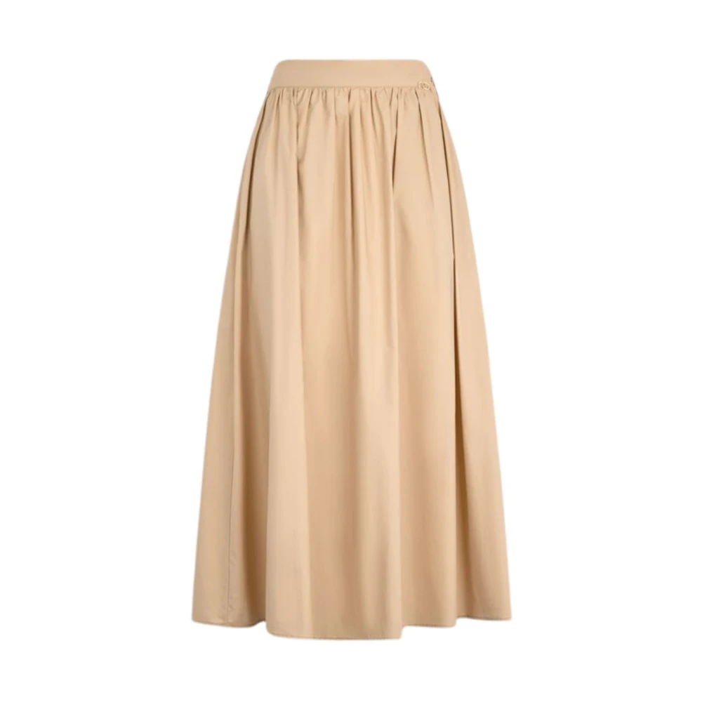 Liu Jo Women's Yellow Maxi Skirts, 2XL, Pleated Midi Skirt In Beige Poplin