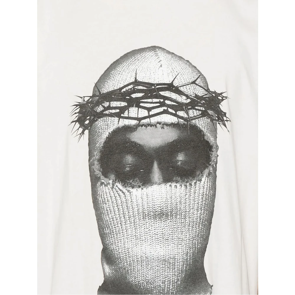IH NOM UH NIT Wit Logo Print T-shirt Masker White Heren