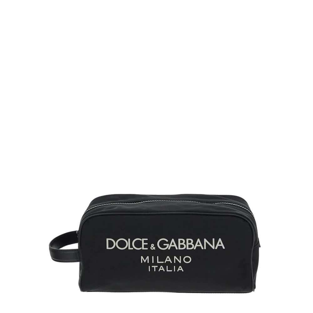 Dolce & Gabbana Nylon Logo Necessaire Tas Black Heren