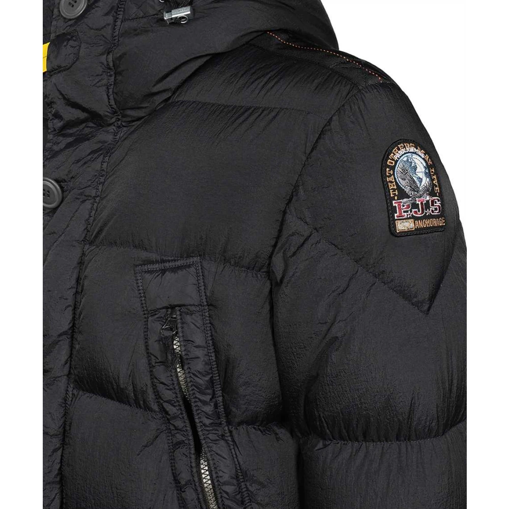 Parajumpers Gewatteerde jas met capuchon en geribbelde manchetten Black Heren