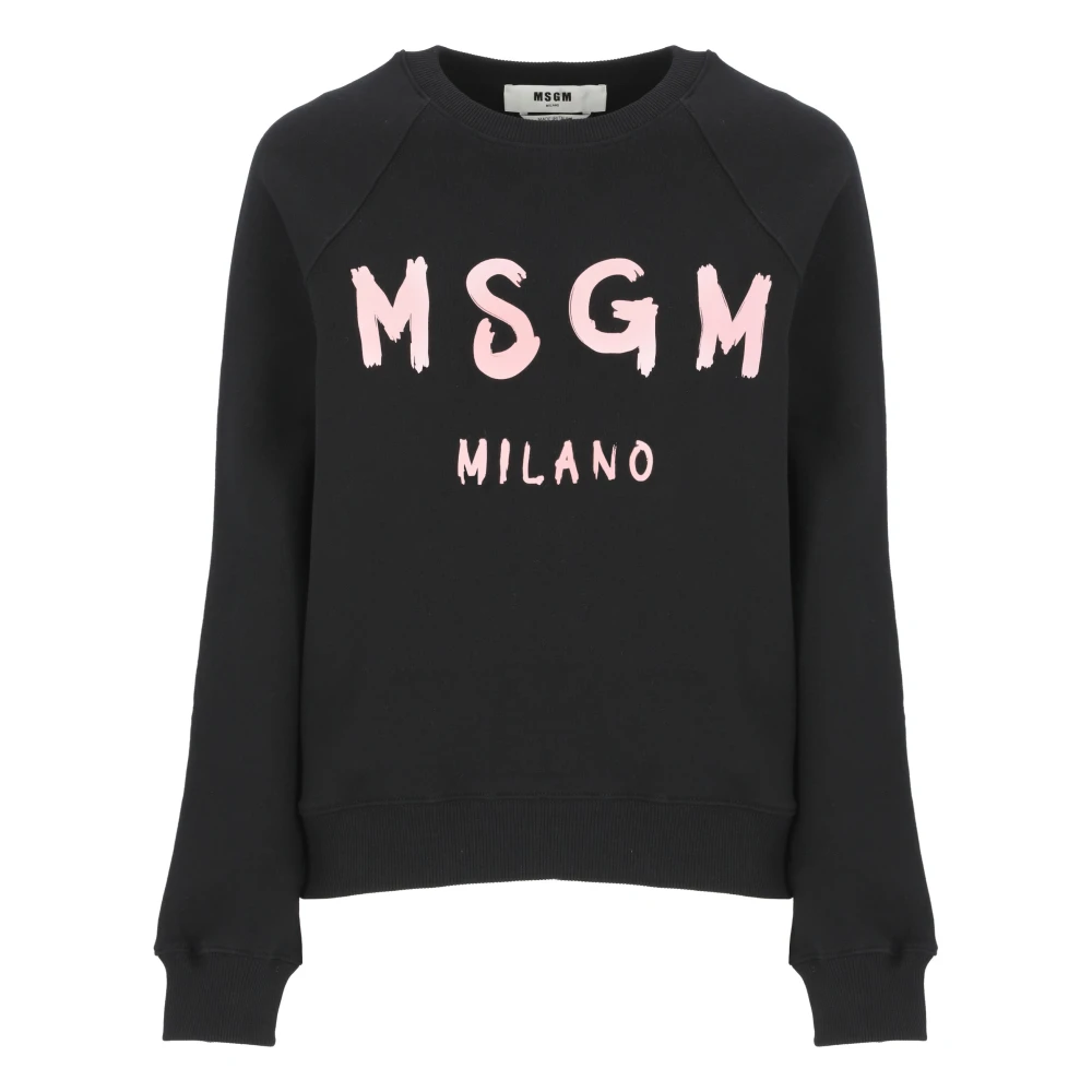 Msgm Zwarte Katoenen Sweatshirt met Logo Black Dames