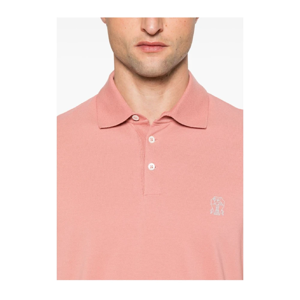 BRUNELLO CUCINELLI Stijlvolle Polo Shirt voor Mannen Pink Heren