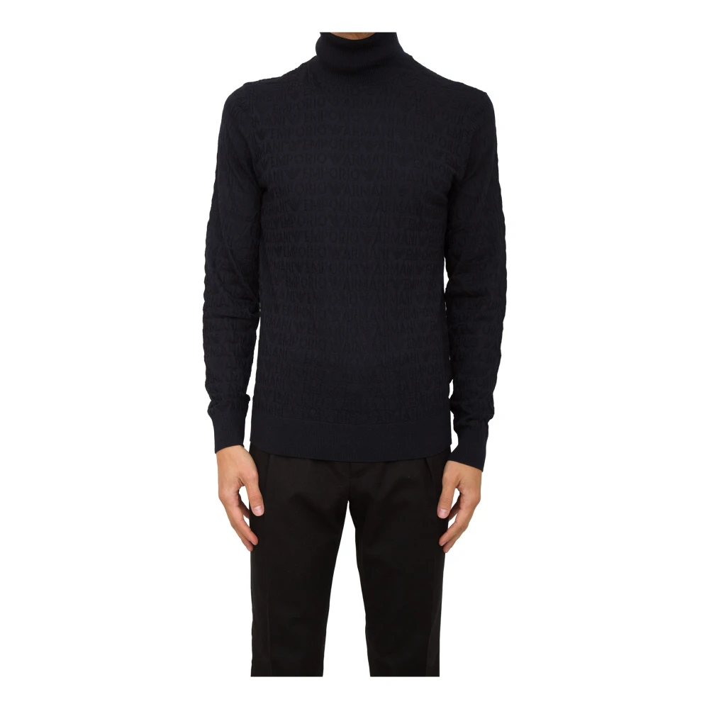 Emporio Armani Mannelijk Blauw Truien & Vesten Heren, M, Wol, Turtleneck Pullover