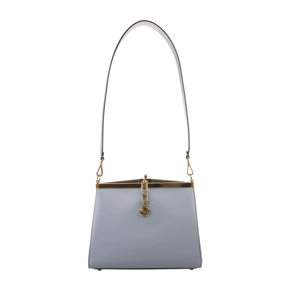 ETRO Blauwe Leren Vela Tas met Metalen Ketting Sluiting Blue Dames