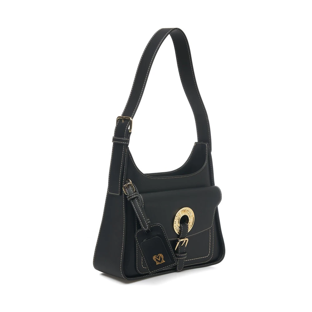 Love Moschino Zwarte Schoudertas Stijlvol Logo Sluiting Black Dames