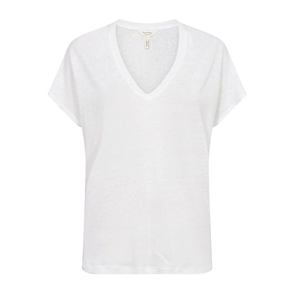 Part Two Witte V-hals T-shirt Bright White Dames