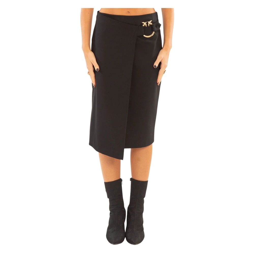 Pinko Elegante Longuette Rok in Zwart Black Dames