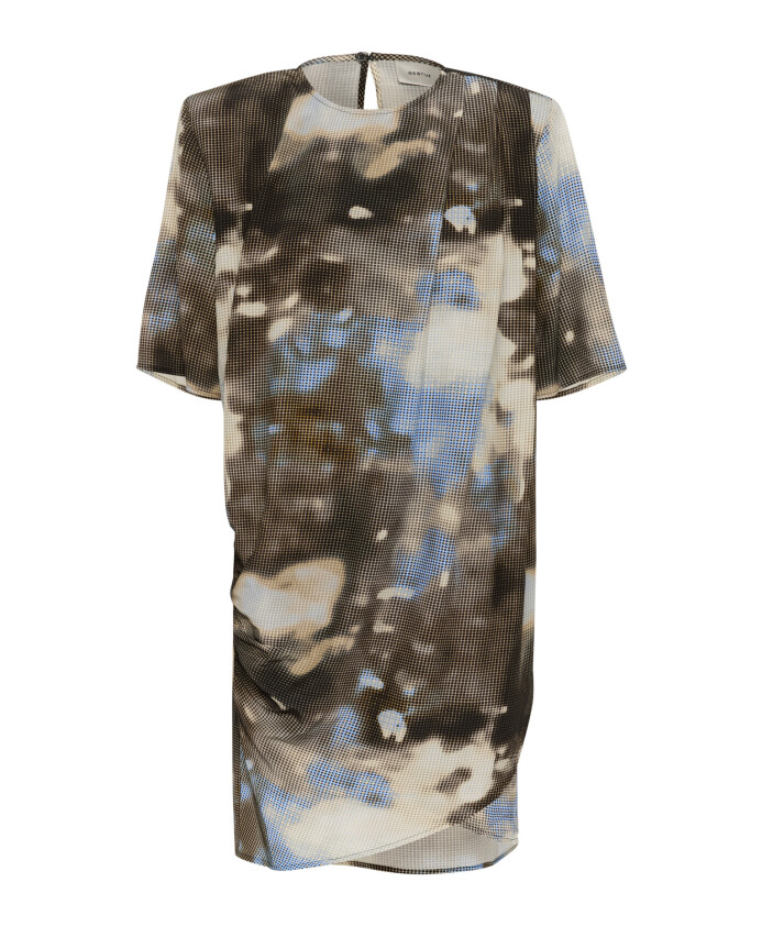 robe-courte-bleue-a-imprime-abstrait