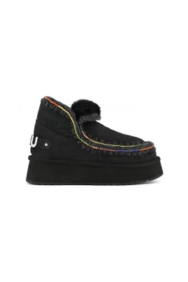 Svart Rhinestone Plattform Eskimo Stövlar