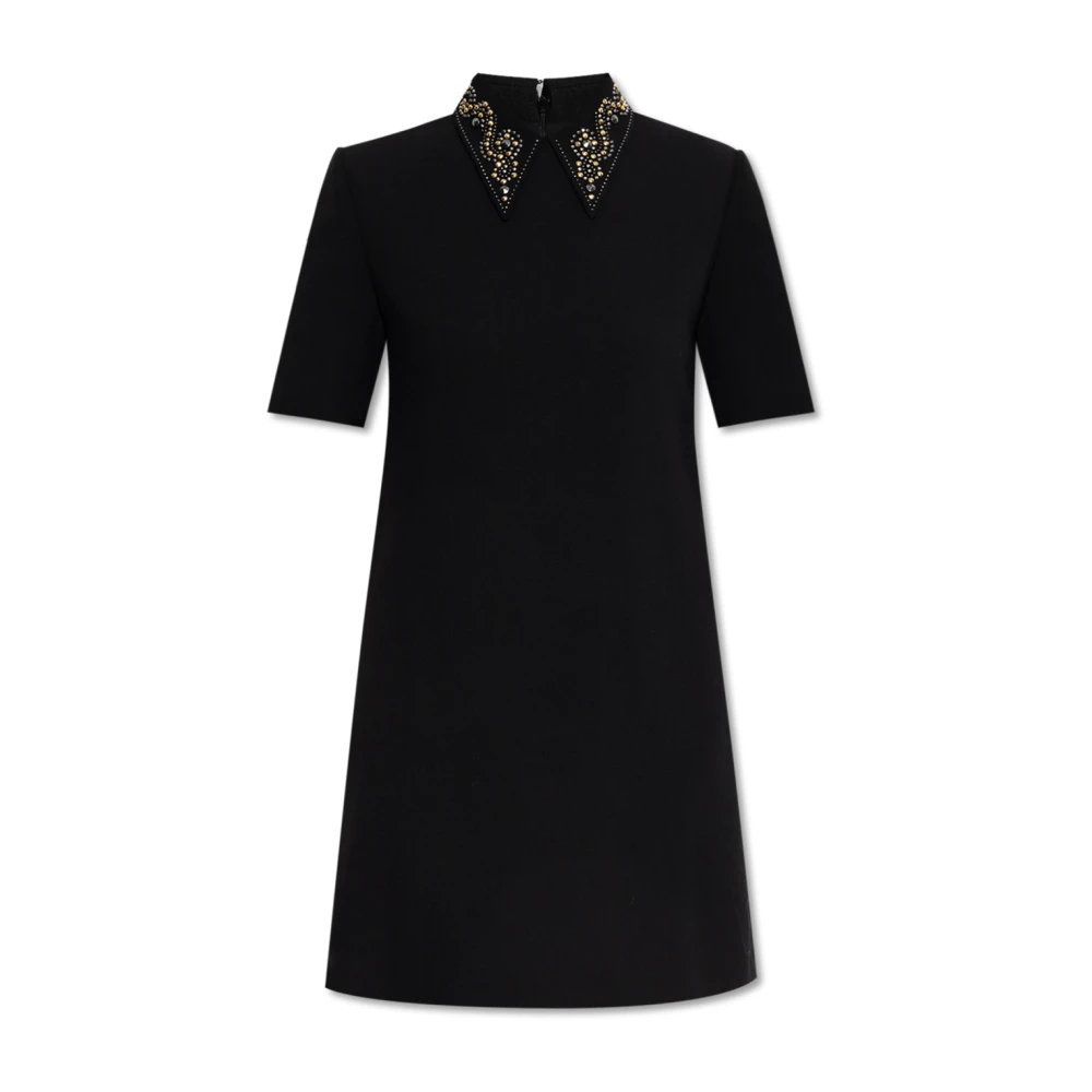 Versace Women's Black Short Dresses, Xs, Dress With Appliqués On The Collar