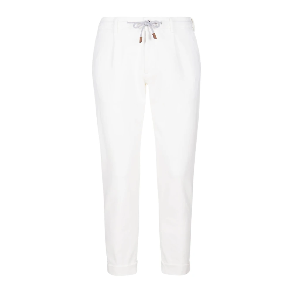 Eleventy Mannelijk Wit Broeken Heren, W38, Suède, Joggingbroek Met Suède Details