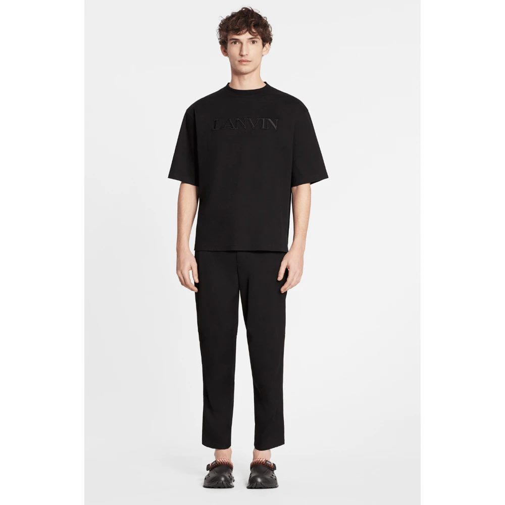 Lanvin Zwart Geborduurd Oversize T-shirt Black Heren