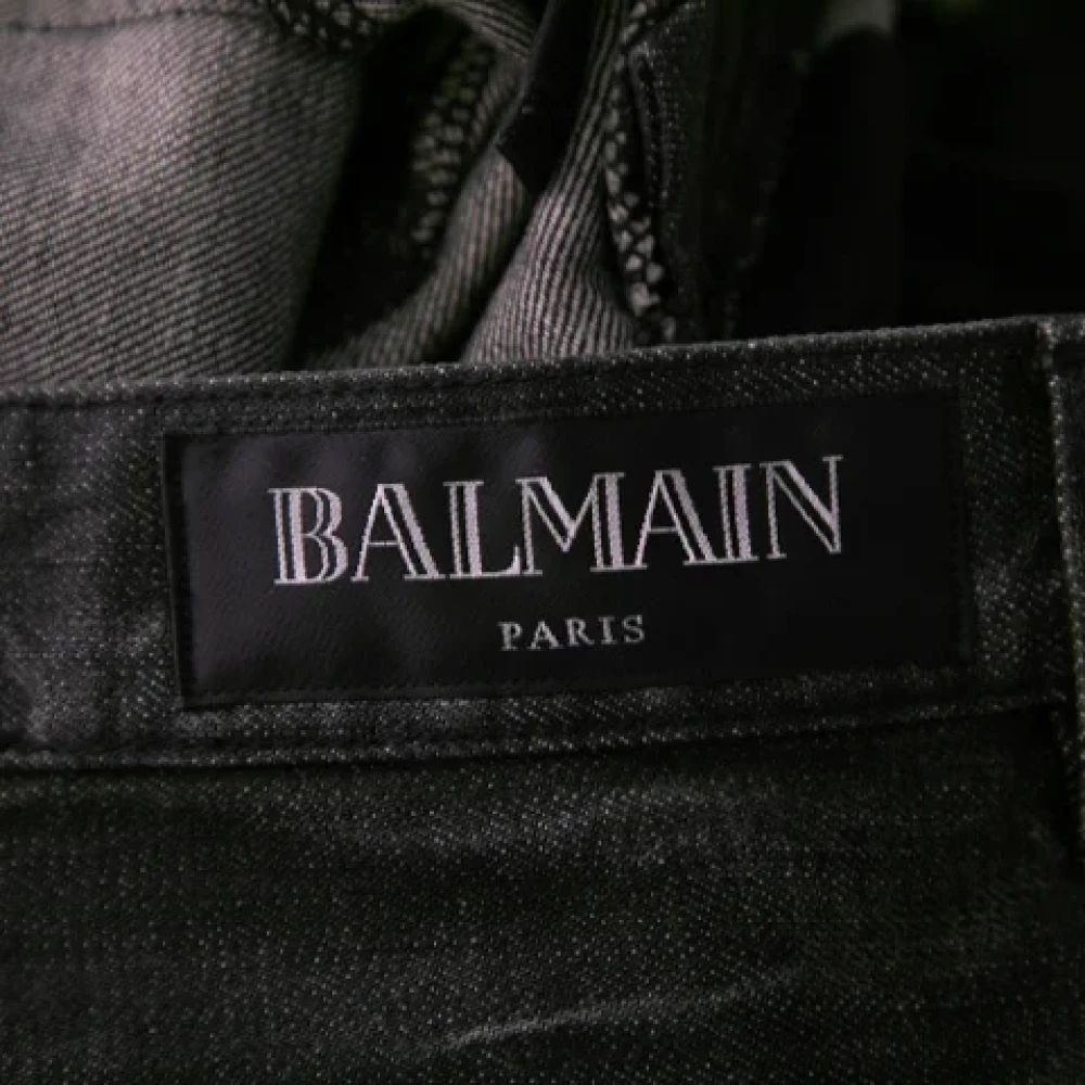 Balmain Pre-owned Cotton bottoms Gray Dames