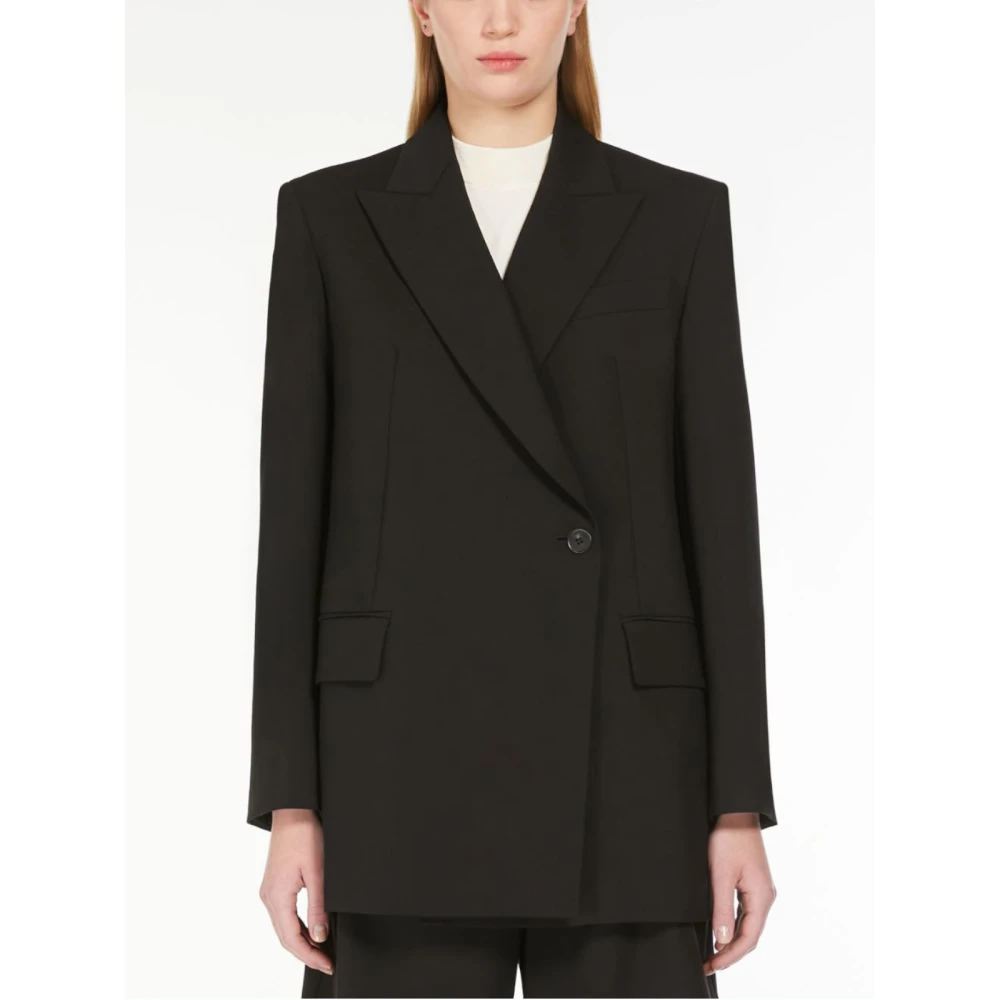 Max Mara Weekend Zwarte dubbelrijige wollen blazer Black Dames