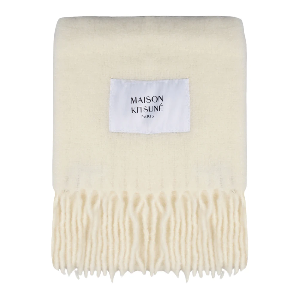 Maison Kitsuné Alpacka Fransad Halsduk Beige, Herr