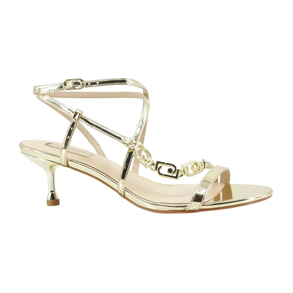 Liu Jo Gul Lågklackade Sandaler Med Juvelprydd Logotyp