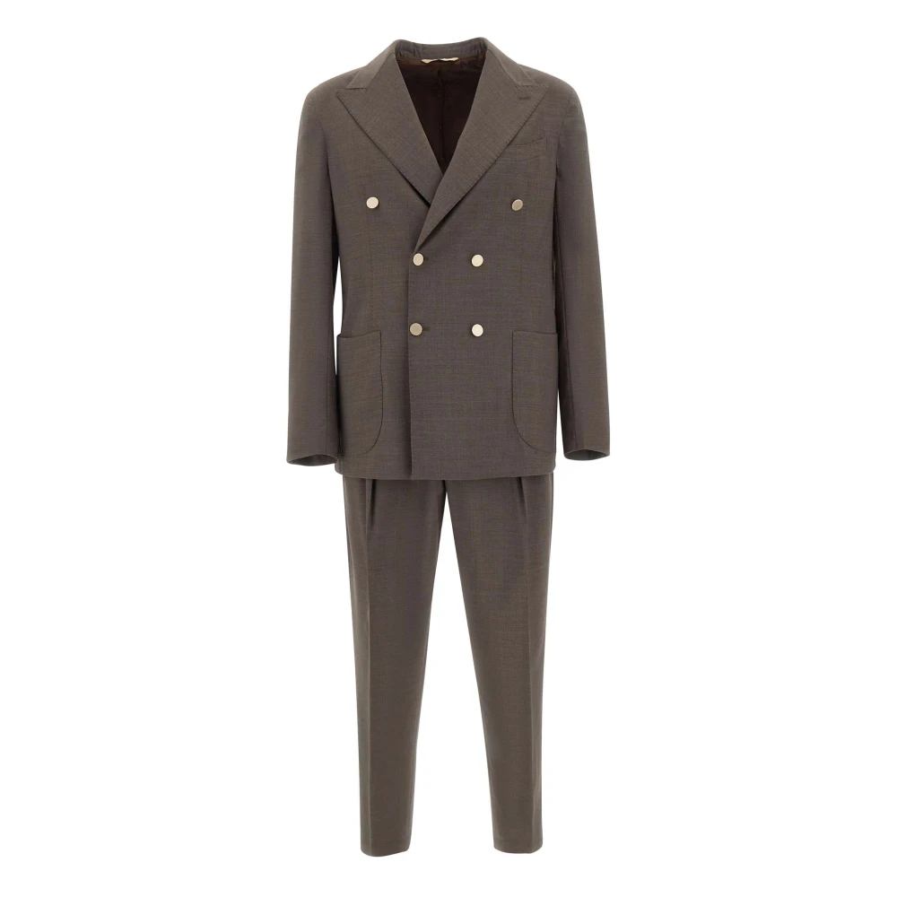 Briglia Brown Taurasi Suit - Male - Double Breasted Suits - L - Suits