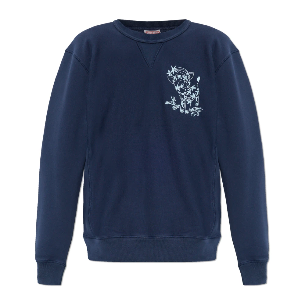 Kenzo Blå Broderad Mönster Sweatshirt