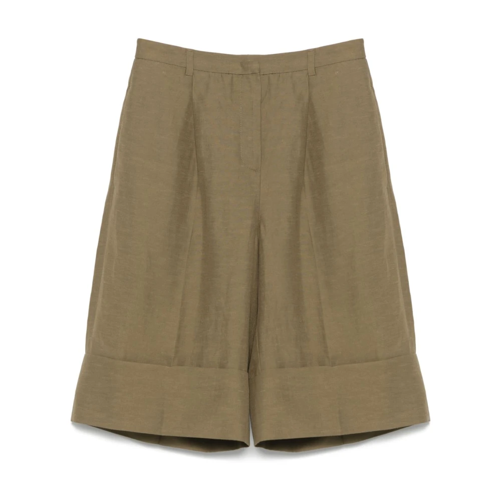 Blugirl Groene Shorts met Omgeslagen Manchetten Green Dames
