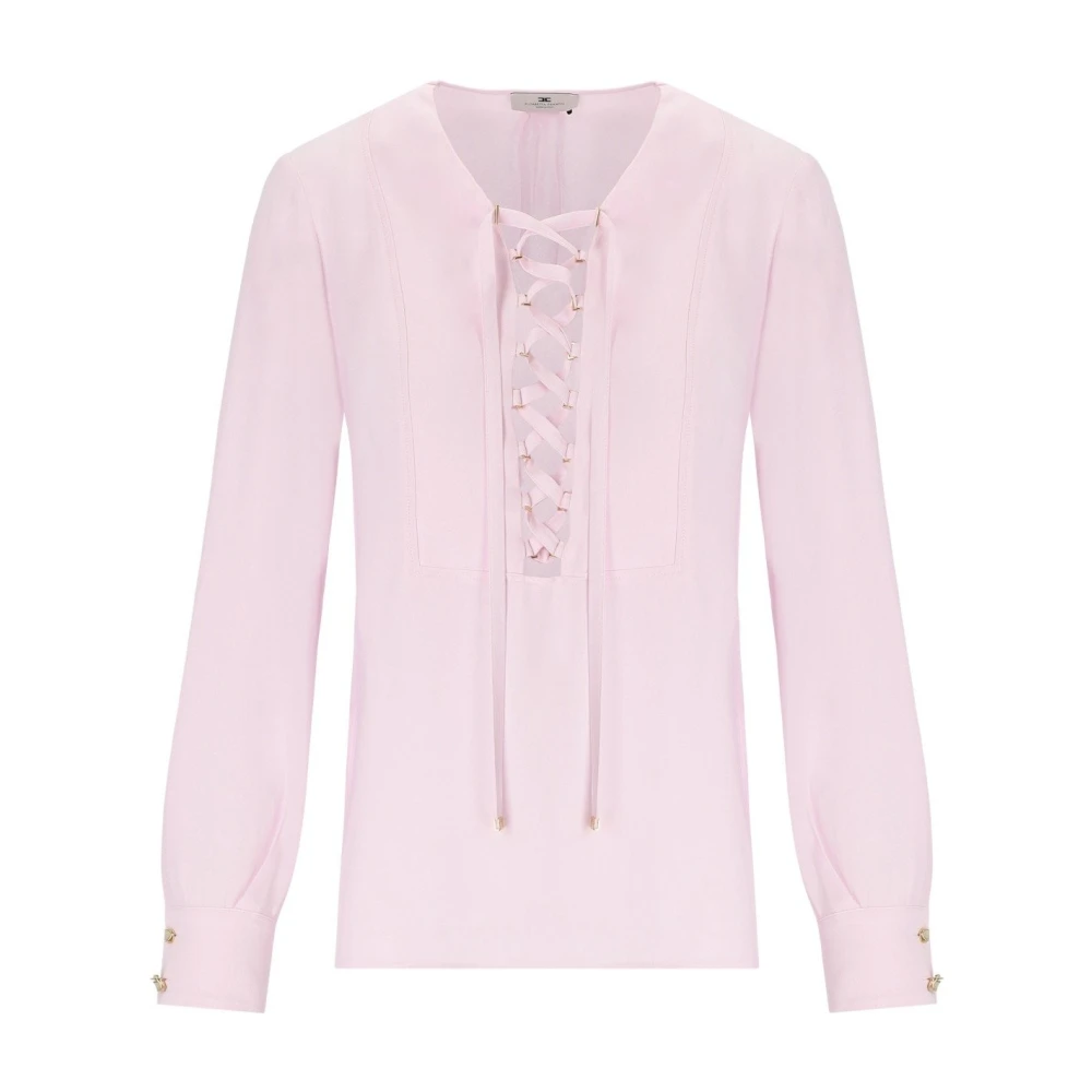 Elisabetta Franchi Quarzo Shirt met Kant in Roze Pink Dames