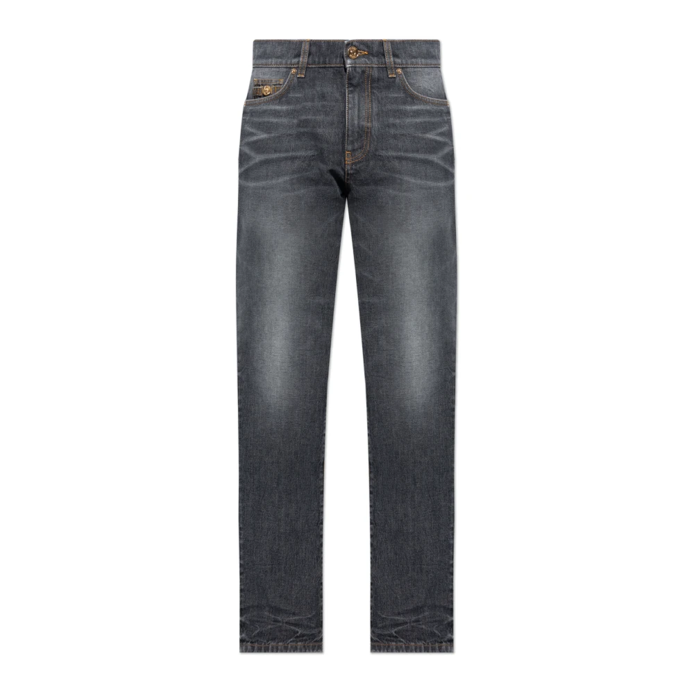 Versace Men's Gray Straight Fit Jeans, W31, Straight-Leg Jeans
