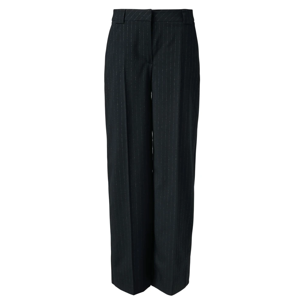 comma Gestreepte broek met subtiel Lurex garen Blue Dames