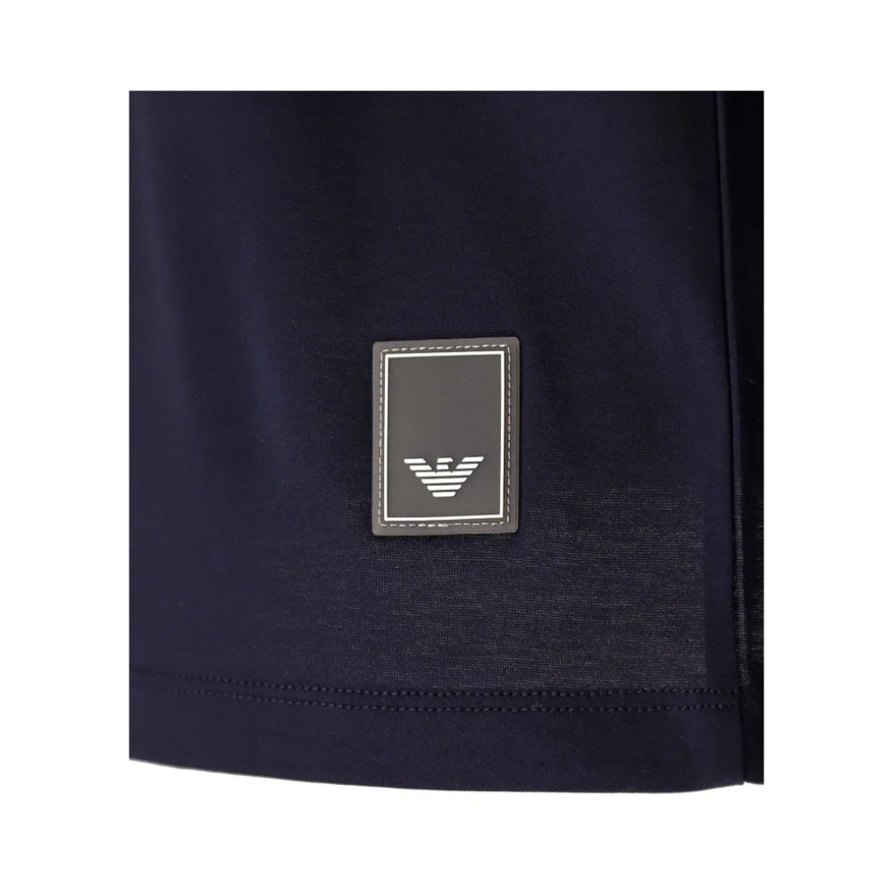 Armani Navy Logo Lange Mouw Polo Shirt Blue Heren