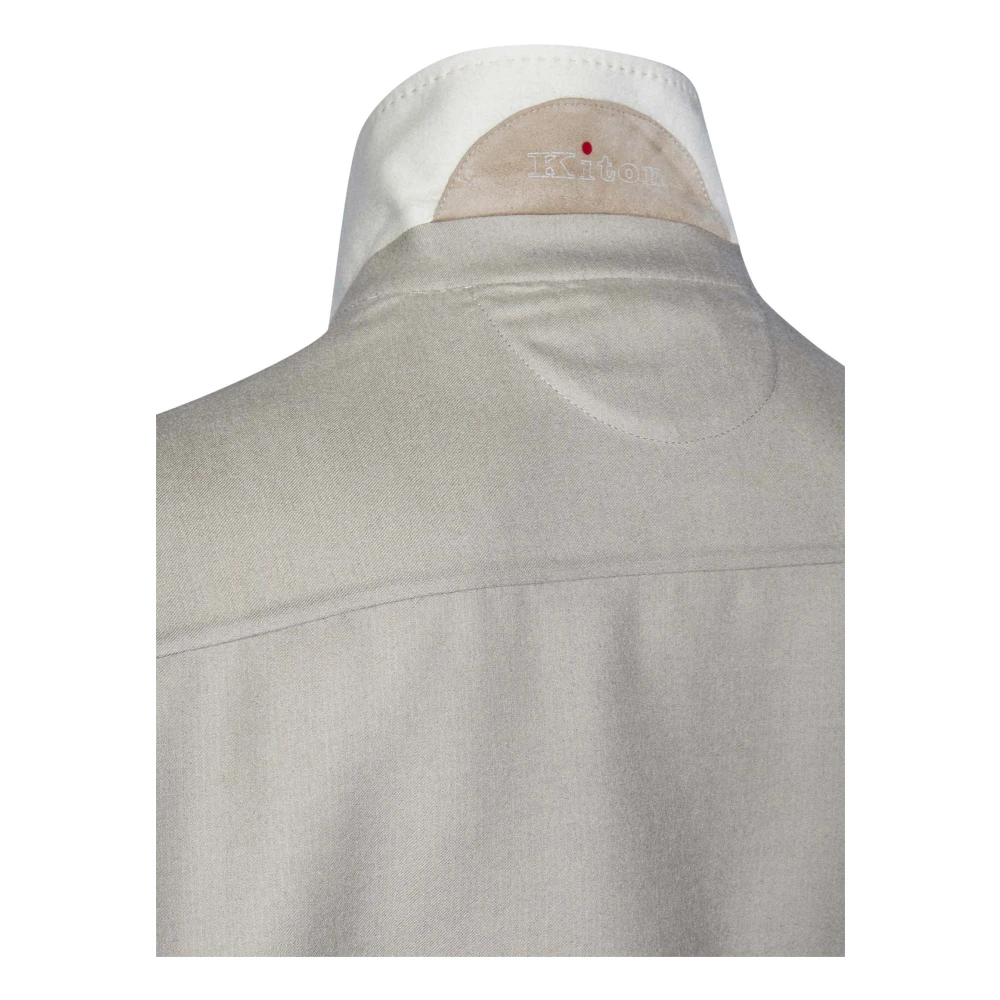 Kiton Beige Kasjmier Zijden Shirt Beige Heren