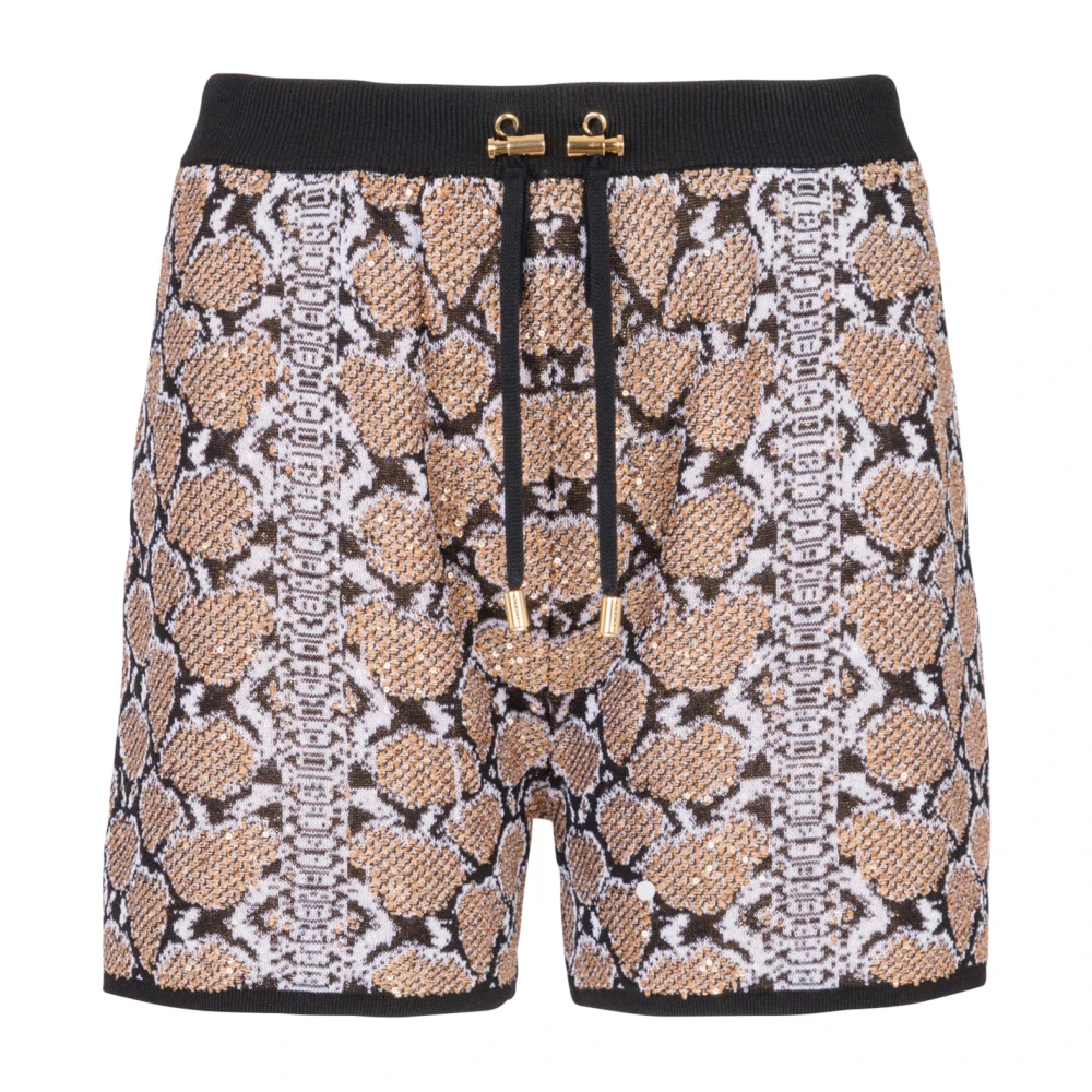 Balmain Slangenprint gebreide shorts Brown Dames