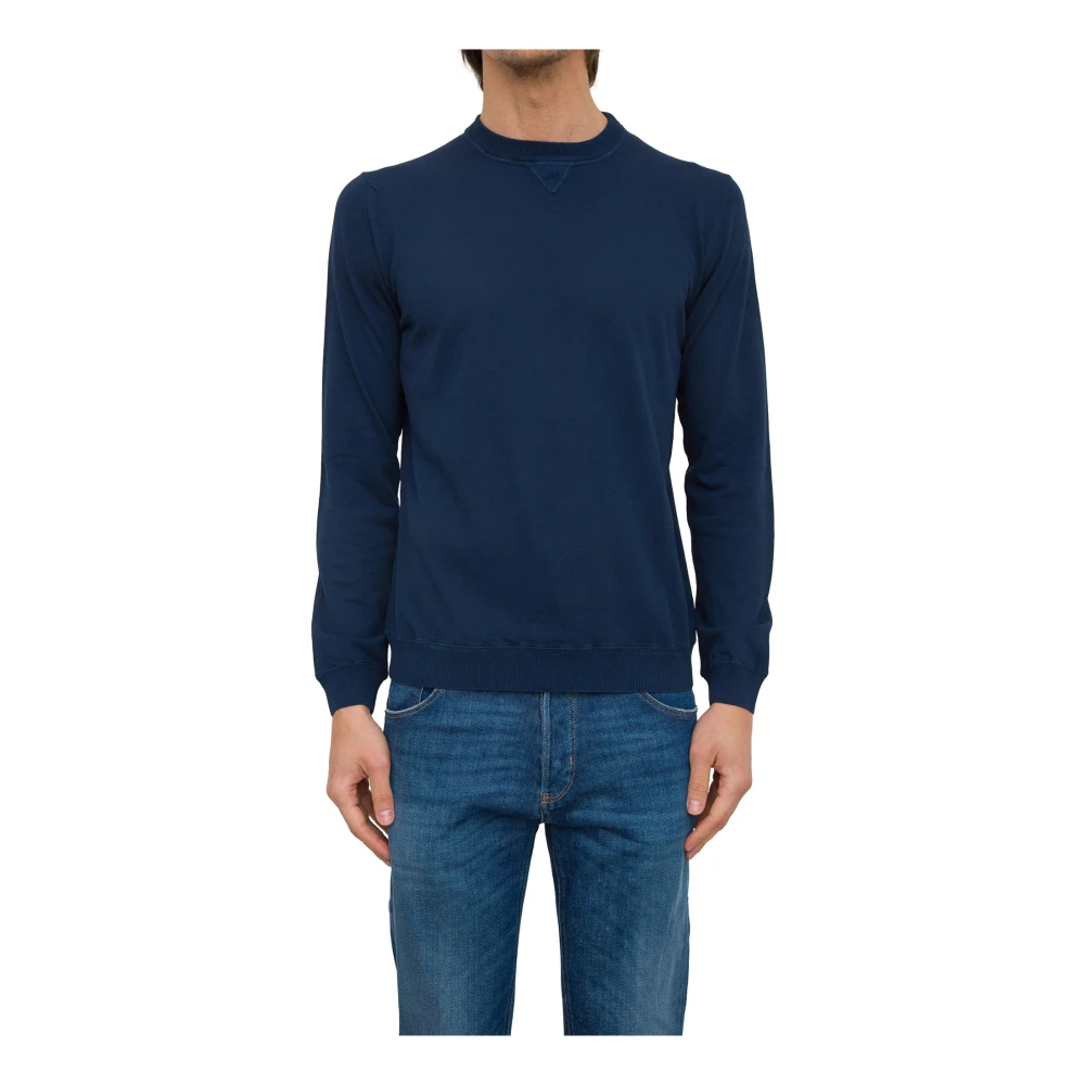 Eleventy Men's Blue Round-Neck Knitwear,, Round Neck Jumper Large