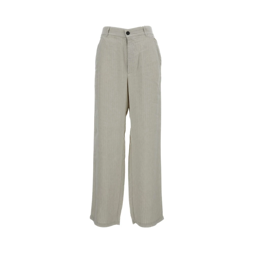 Barena Venezia Women's Gray Herringbone Wide Trousers - Wide Trousers - L - Trousers