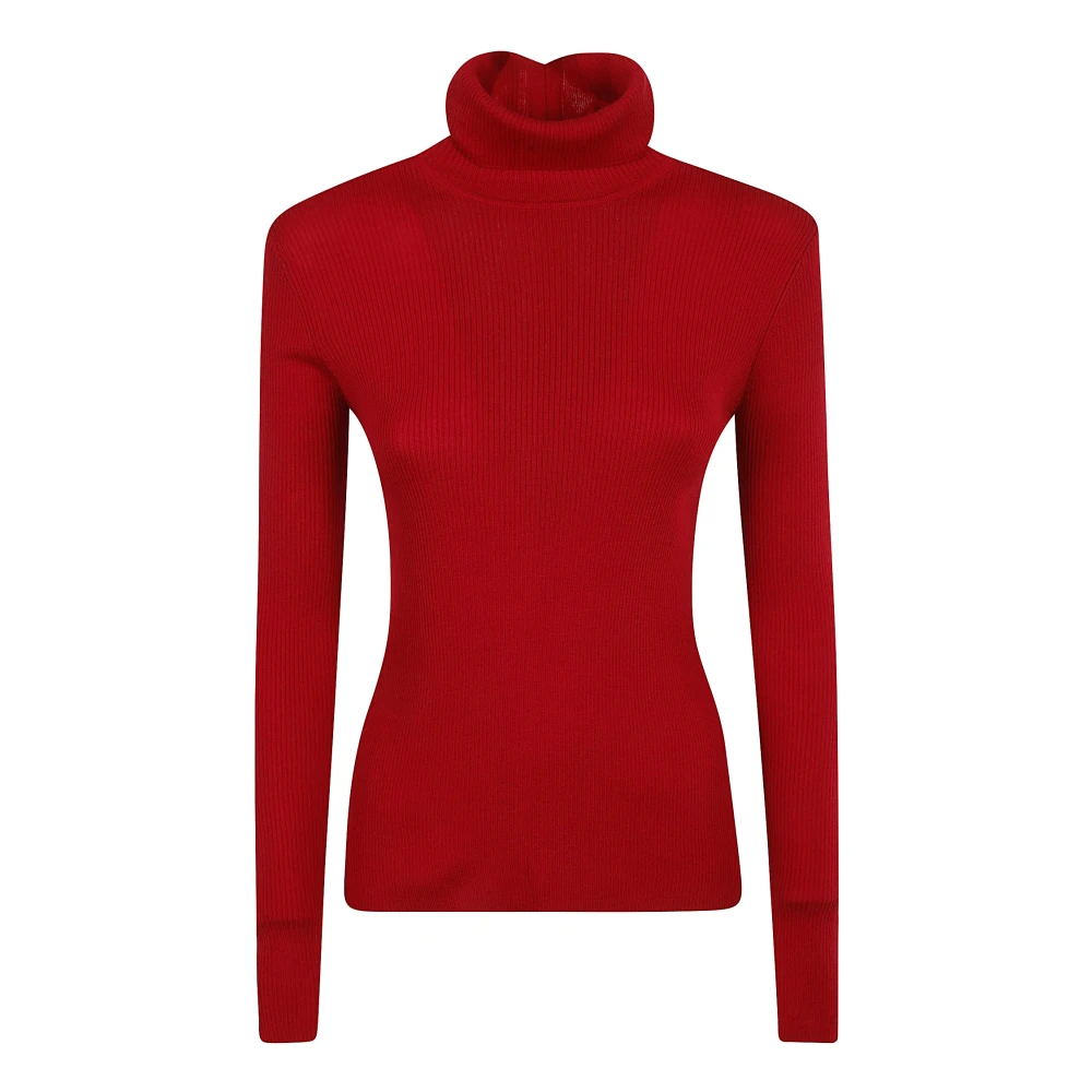P.a.r.o.s.h. Rode Geribbelde Gebreide Coltrui Sweatshirt Red Dames