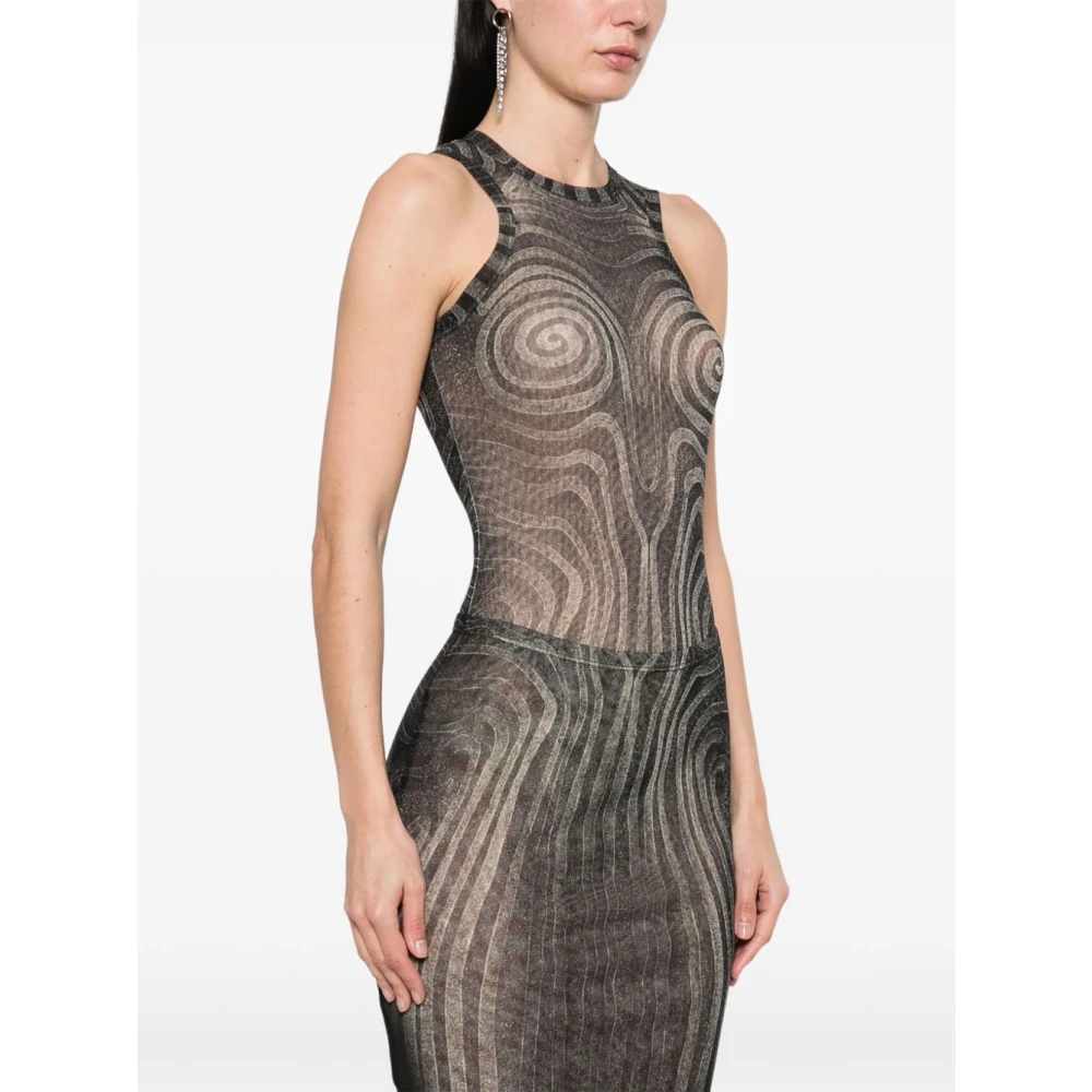 Jean Paul Gaultier Zwarte Spiral Mesh Top Black Dames