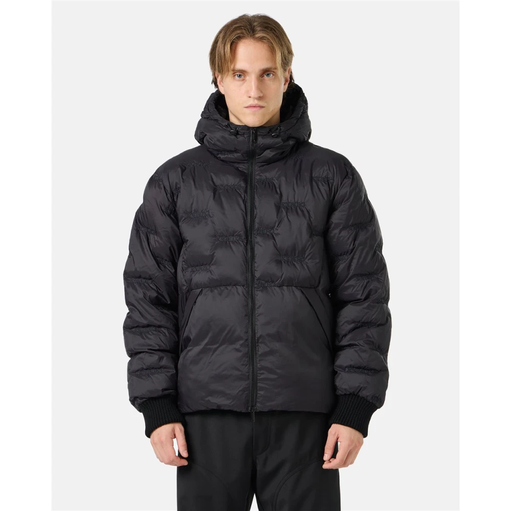 Iceberg Imitatie donsjack van nylon met allover borduursel en centrale rits Black Heren