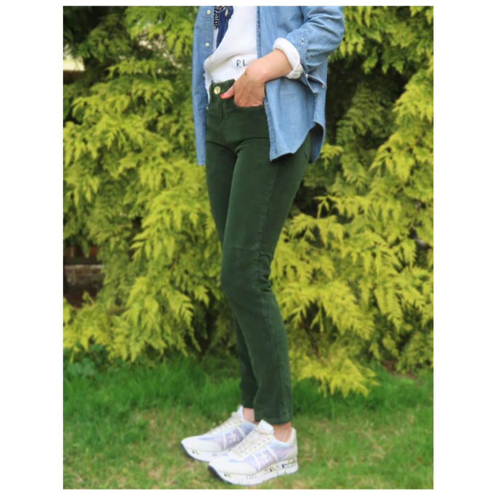 Islow Corduroy Slim 7 8 Broek Green Dames