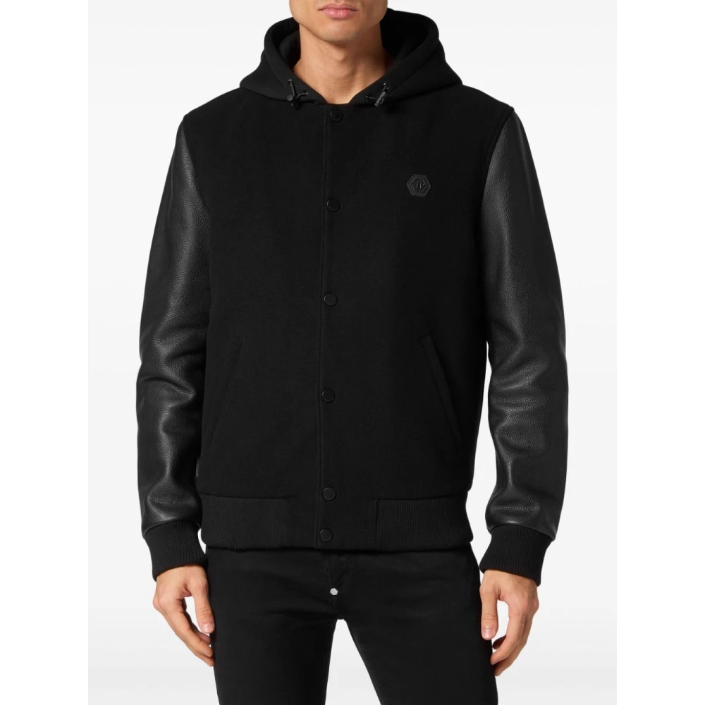 Philipp Plein Zwarte Jas voor Mannen Black Heren