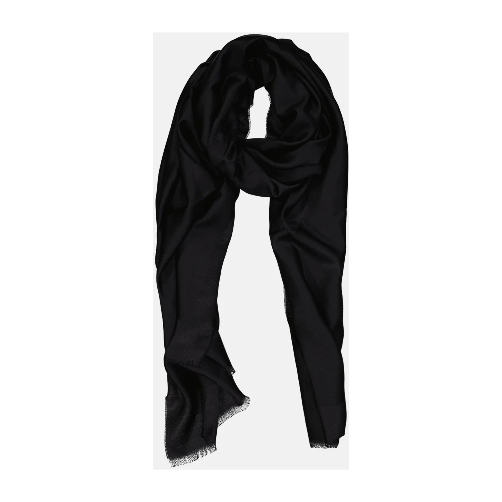 Givenchy Zijden en wollen sjaal met franje Black Dames