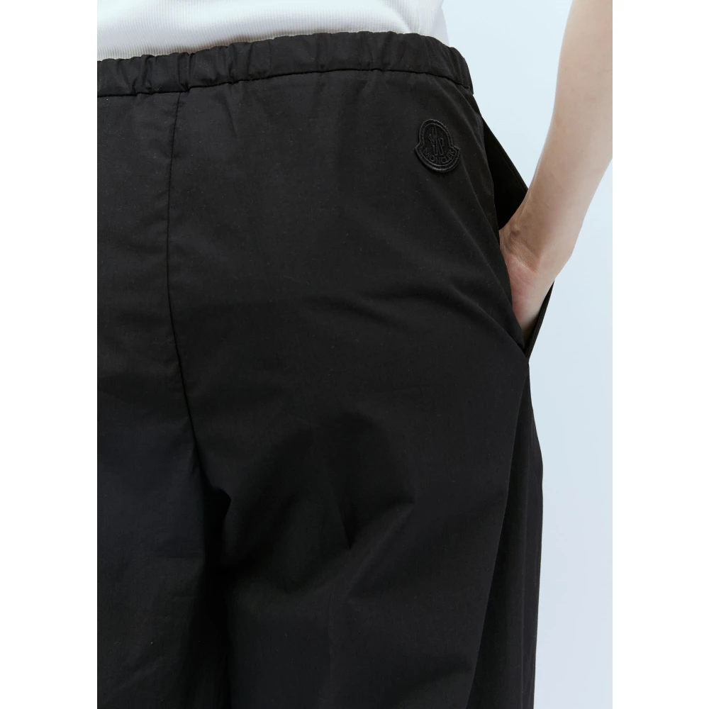 Moncler Katoenen Wide Leg Track Pants Logo Black Heren