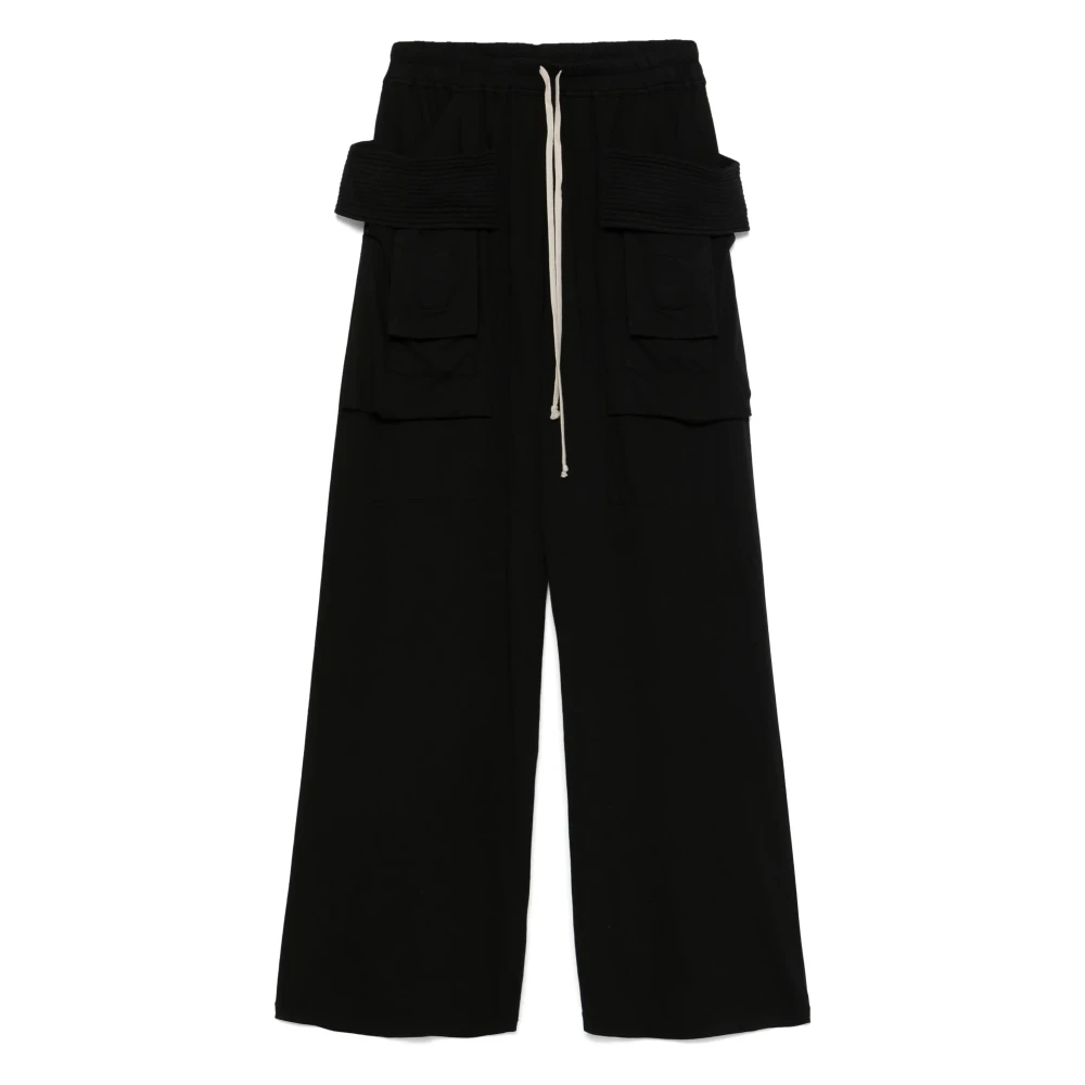 Rick Owens Men's Black Wide Leg Cargo Trousers