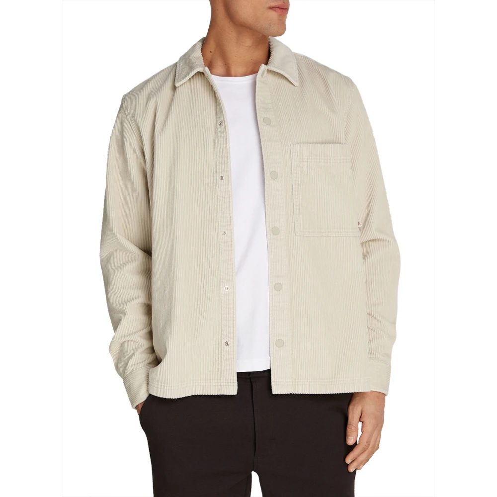 Calvin Klein Ribfluwelen Overshirt Grijs Beige Heren
