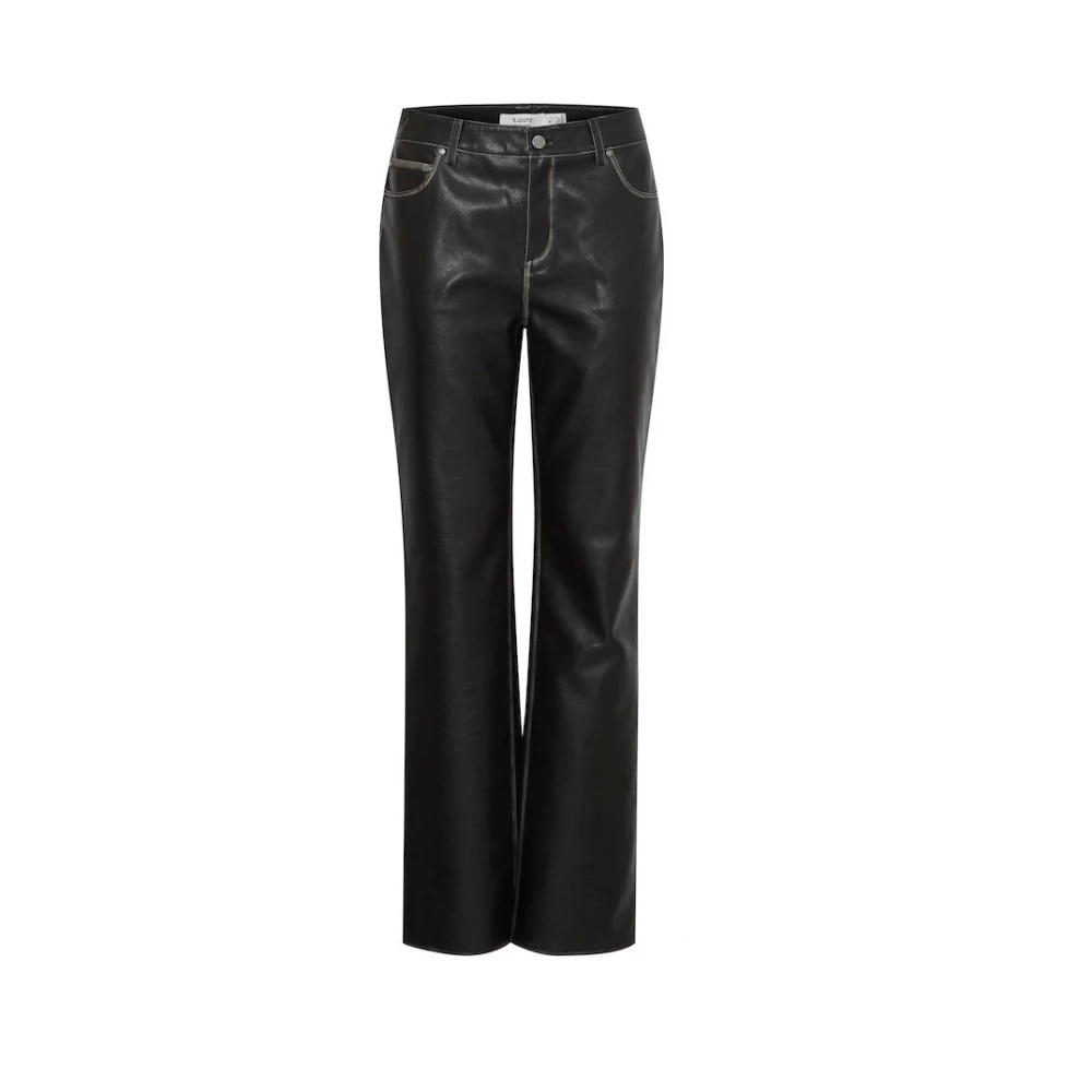 B.Young Imitatie leren regular fit volledige lengte broek Black Dames