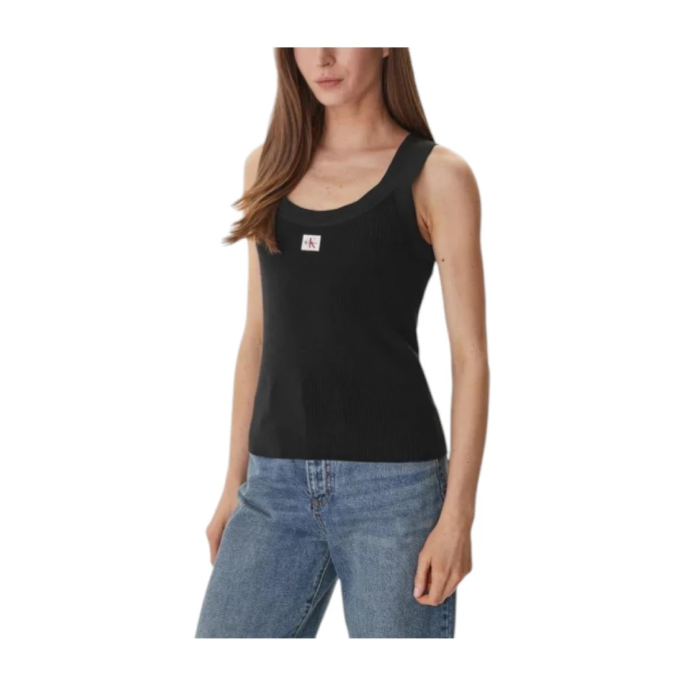 Calvin Klein Women's Black Sleeveless Tops, L, Sleeveless Tops
