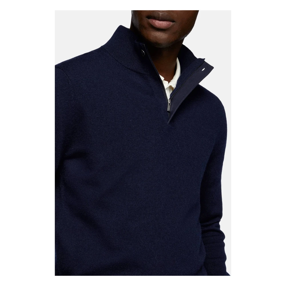 Boggi Milano Wol Kasjmier Half Zip Jumper Gray Heren