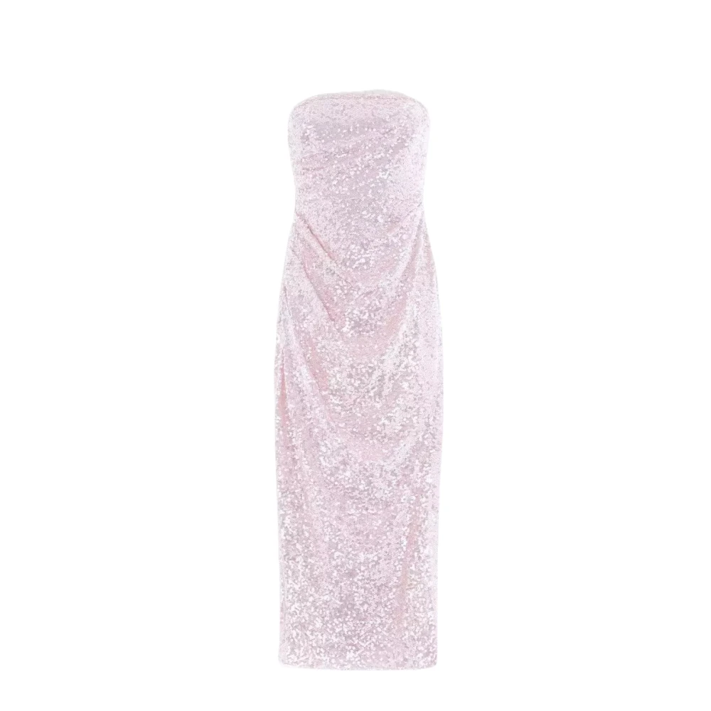 Needle & Thread Roze Pailletten Strapless Midi Jurk Pink Dames