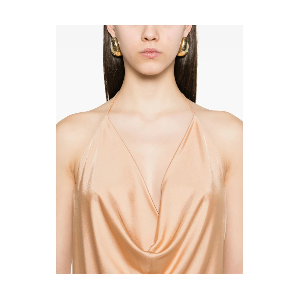 Tom Ford Beige Halternek Mouwloze Gedrapeerde Top Beige Dames