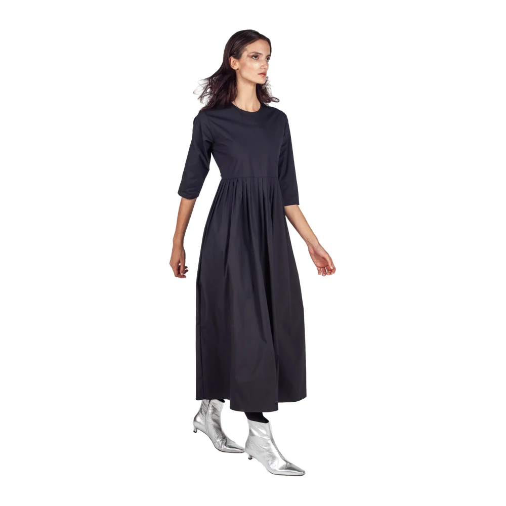Liviana Conti Zwarte Geplooide Maxi Jurk met Volant Black Dames