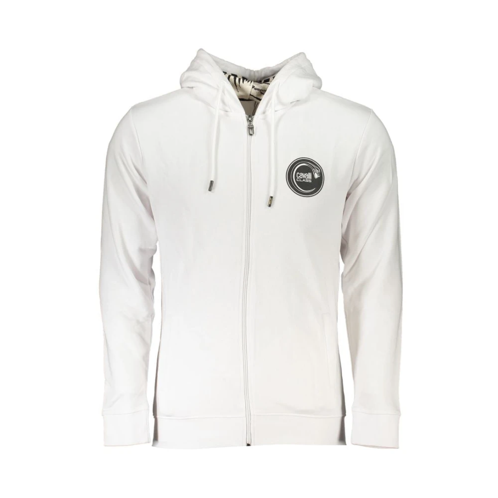 Cavalli Class Luxe wit katoenen sweatshirt voor mannen White Heren