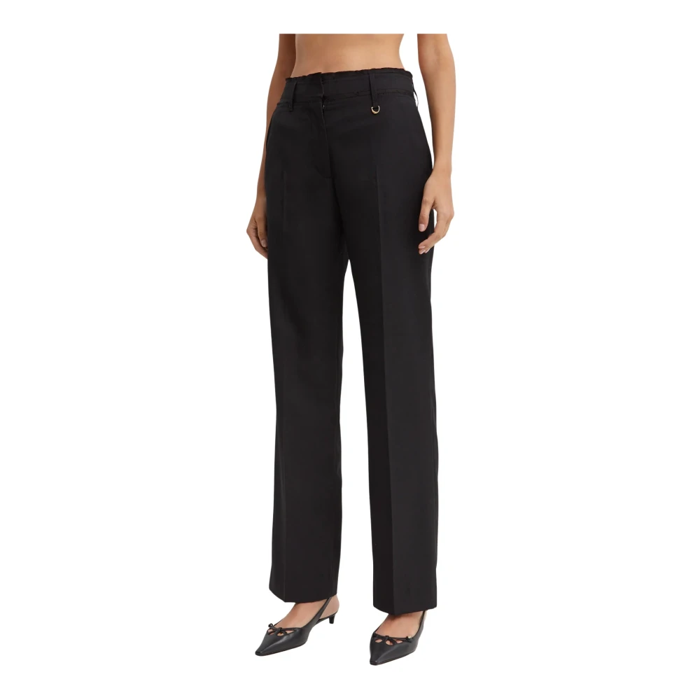 Jacquemus Black Ficelle Trousers - Female - Straight Trousers - S - Trousers