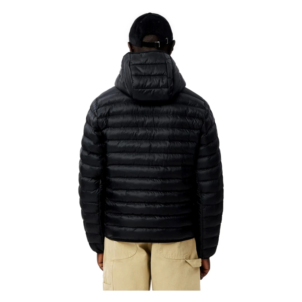 Lacoste Zwarte Essential Gewatteerde Jas Black Heren